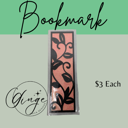 Leaf Laminated Bookmark with Peach Glitter