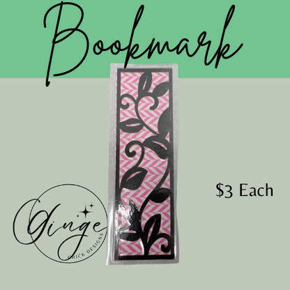 Leaf Laminated Bookmark with Pink Chevron
