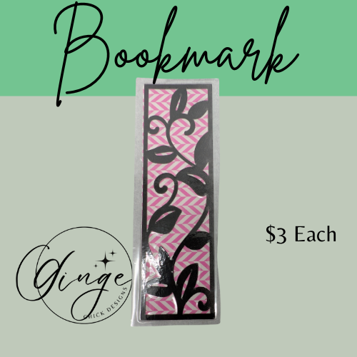 Leaf Laminated Bookmark with Pink Chevron