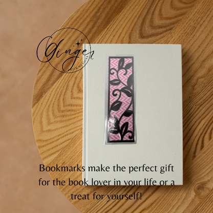 Leaf Laminated Bookmark with Pink Chevron