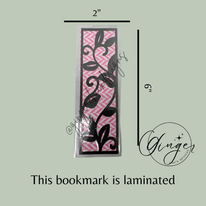 Leaf Laminated Bookmark with Pink Chevron