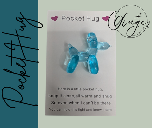 Lt Blue Balloon Dog Pocket Hug