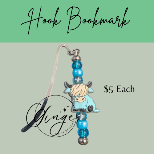 Light Blue Highland Cow Highland Cow Hook Bookmark