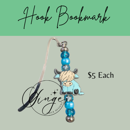 Light Blue Highland Cow Highland Cow Hook Bookmark