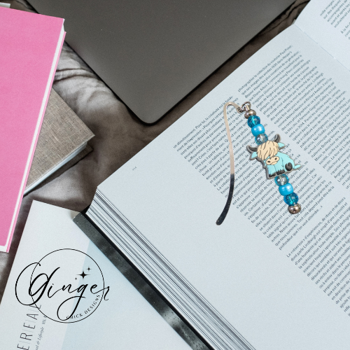 Light Blue Highland Cow Highland Cow Hook Bookmark