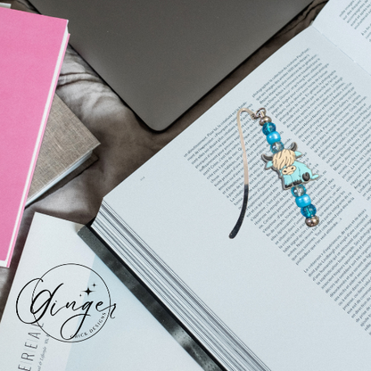 Light Blue Highland Cow Highland Cow Hook Bookmark