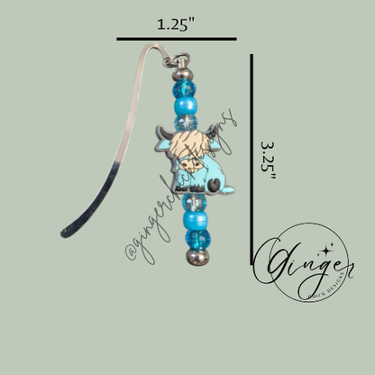Light Blue Highland Cow Highland Cow Hook Bookmark