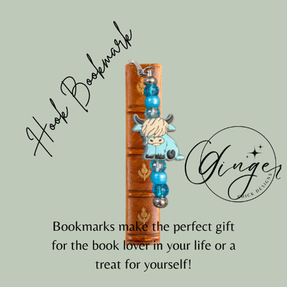 Light Blue Highland Cow Highland Cow Hook Bookmark