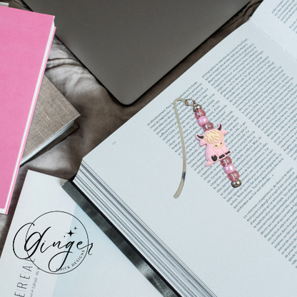 Light Pink Highland Cow Hook Bookmark