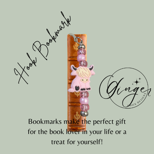 Light Pink Highland Cow Hook Bookmark