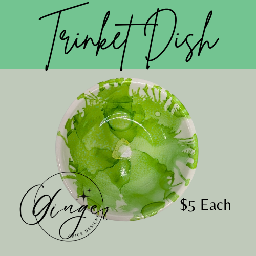Lime Green Flower Trinket Dish