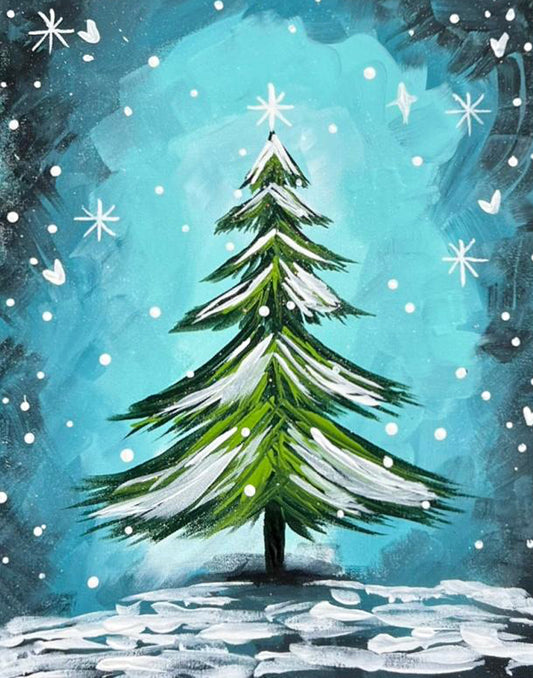 Winter Pine Tree Paint Party Kit