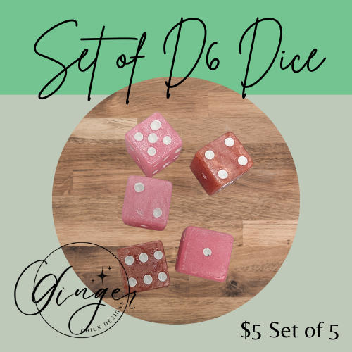 Mixed Baby Pink Small D6 Dice Set