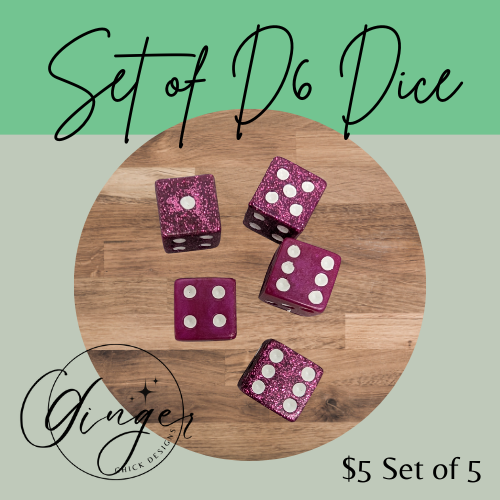 Mixed Magenta Small D6 Dice Set
