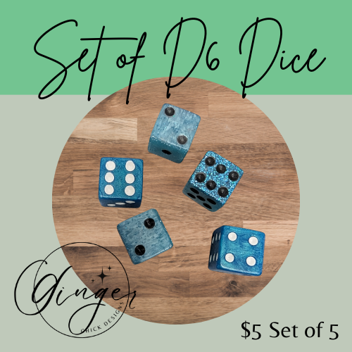 Mixed Turquoise Small D6 Dice Set