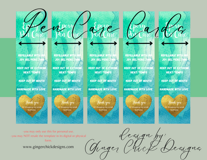 Turquoise Water Color Pen Care Card