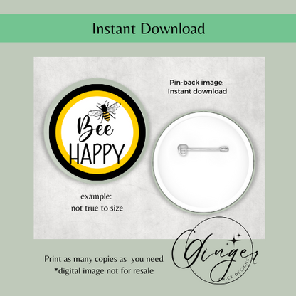 Honey Bee Pin-Back Design