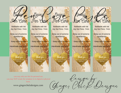 Gold Brush Strokes Pen Care Card