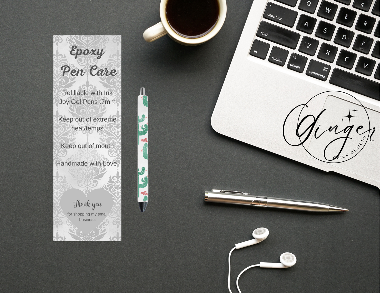 Gray Jacquard Pen Care Card