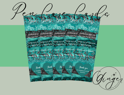 Turquoise Pen Care Card