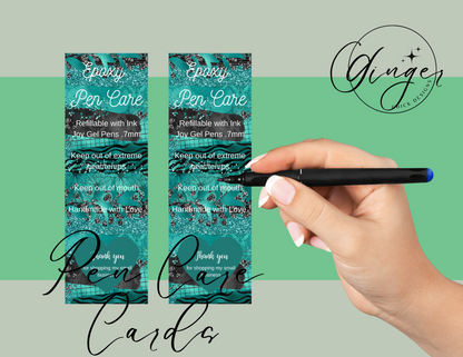 Turquoise Pen Care Card