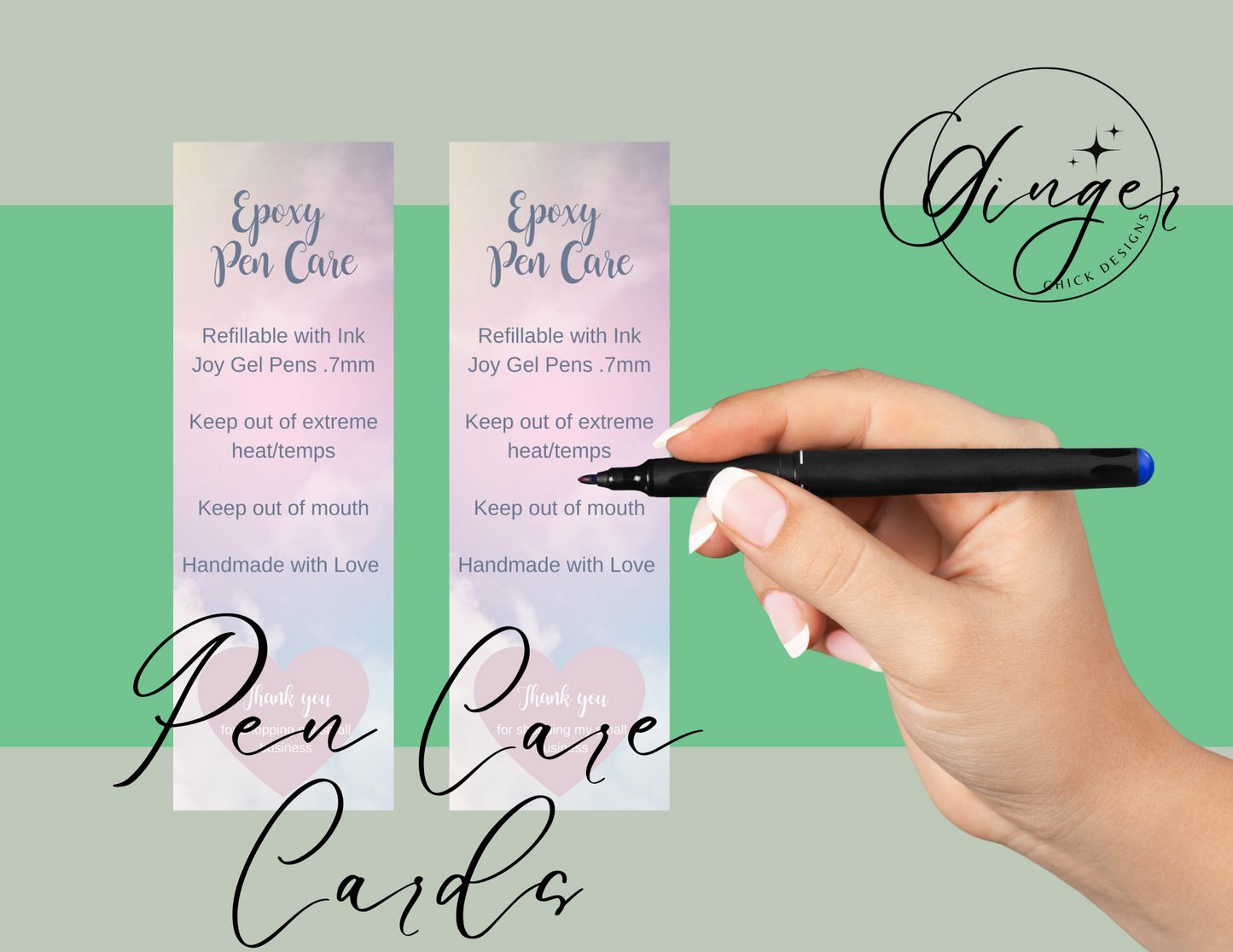 Pink Clouds Pen Care Card