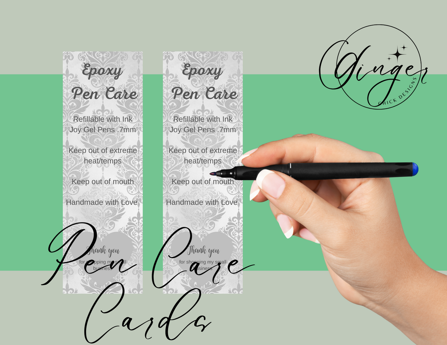 Gray Jacquard Pen Care Card