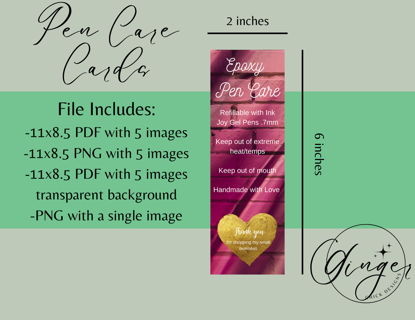 Purple Brick Pen Care Card