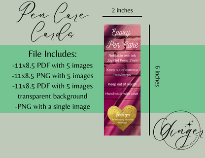 Purple Brick Pen Care Card