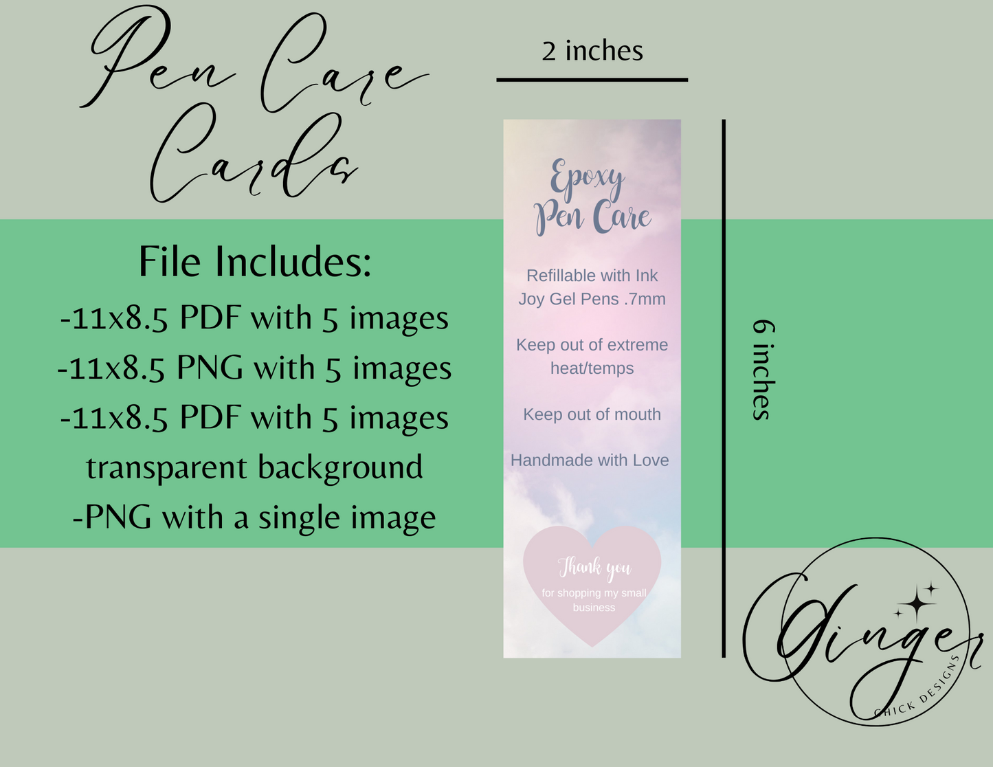 Pink Clouds Pen Care Card