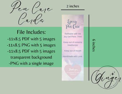 Pink Clouds Pen Care Card