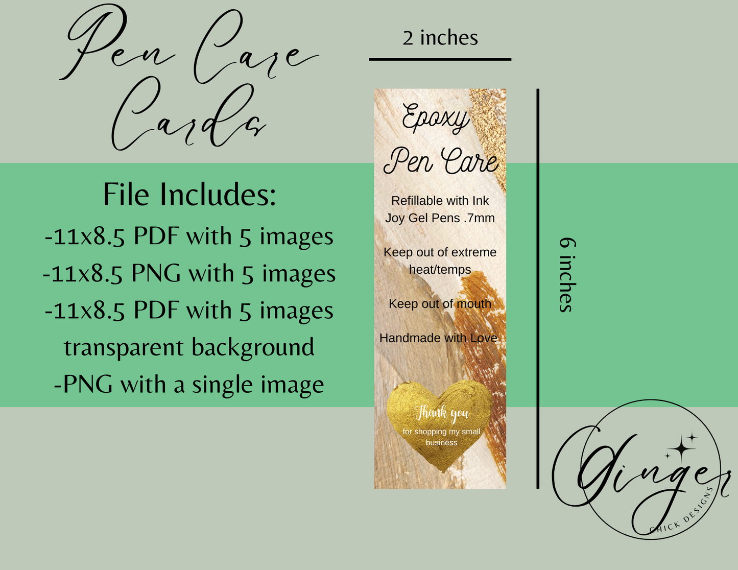 Gold Brush Strokes Pen Care Card