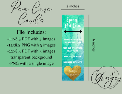 Turquoise Water Color Pen Care Card