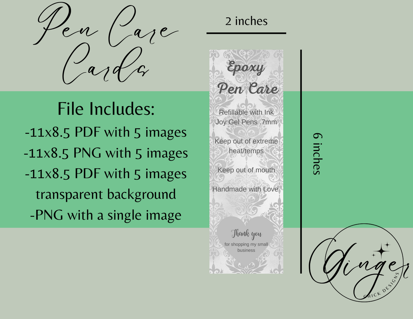 Gray Jacquard Pen Care Card