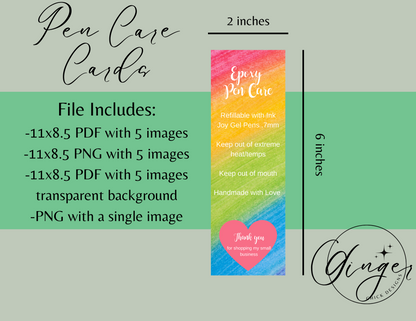 Rainbow Pen Care Card