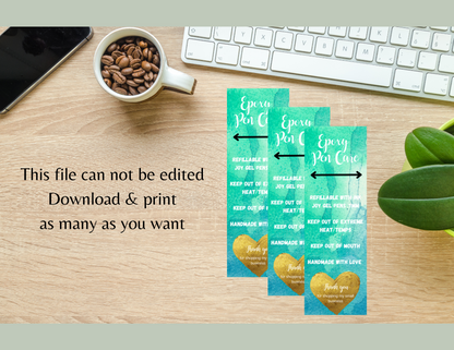 Turquoise Water Color Pen Care Card