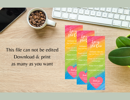 Rainbow Pen Care Card