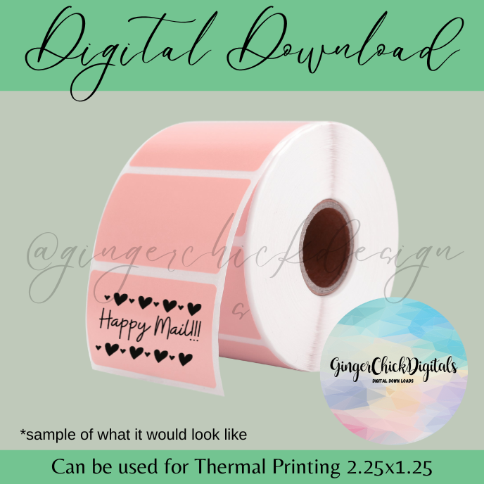 Happy Mail with Hearts Thermal Label