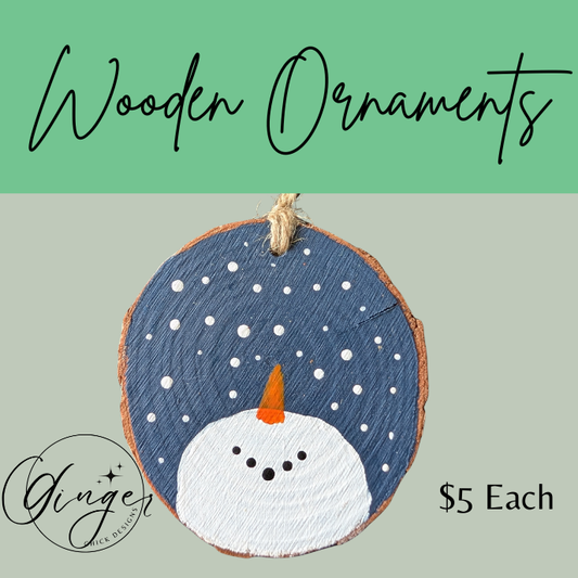 Mr Snowman Wooden Ornament