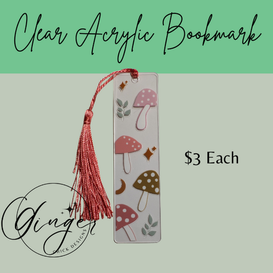 Boho Mushrooms Acrylic Bookmarks