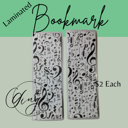 Music Notes Laminated Bookmark