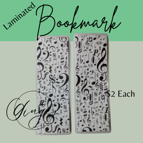Music Notes Laminated Bookmark