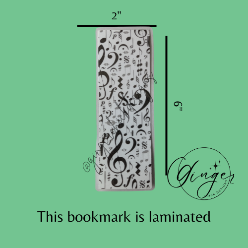 Music Notes Laminated Bookmark