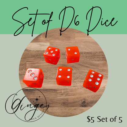 Neon Orange Small D6 Dice Set