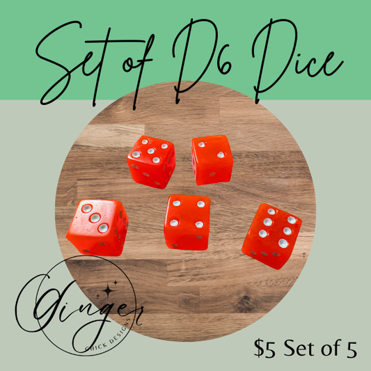 Neon Orange Small D6 Dice Set