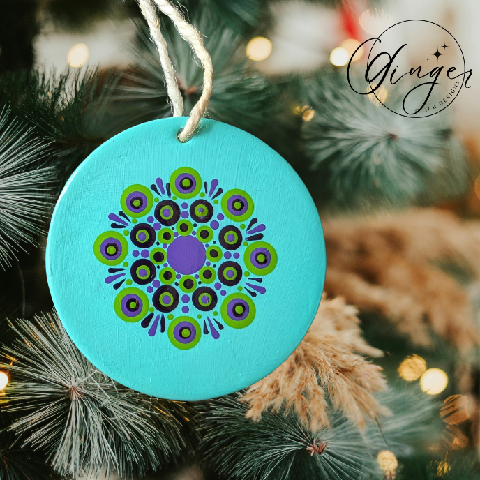 Ocean Mandala Painted Ceramic Ornament