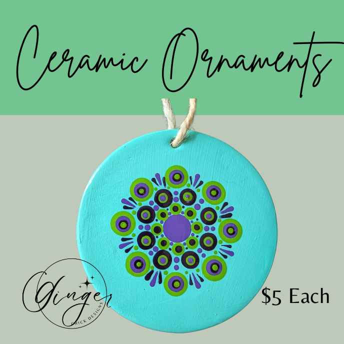 Ocean Mandala Painted Ceramic Ornament