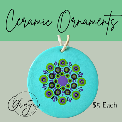 Ocean Mandala Painted Ceramic Ornament
