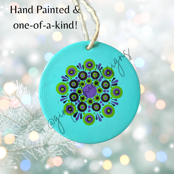 Ocean Mandala Painted Ceramic Ornament