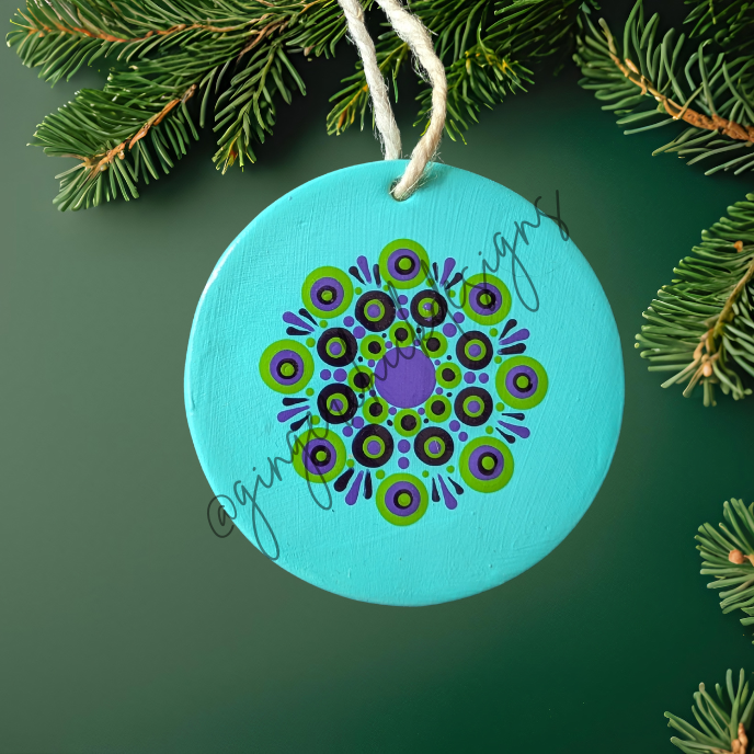 Ocean Mandala Painted Ceramic Ornament